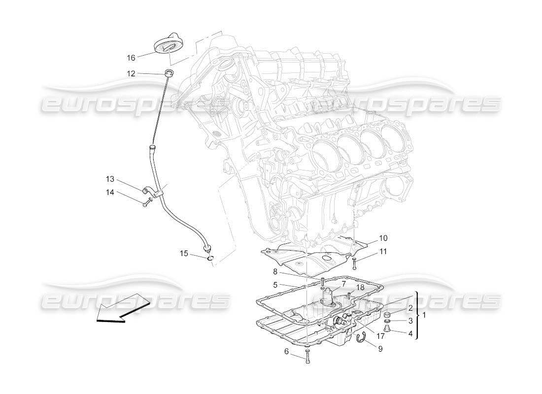 Maserati QTP. (2011) 4.2 auto système de lubrification : circuit et collecte Schéma des pièces