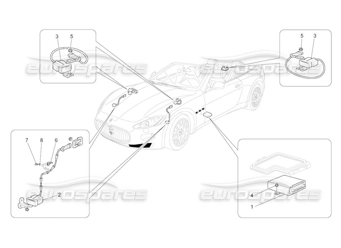 Maserati GranCabrio (2010) 4.7 Schéma des pièces de la commande électronique (suspension)
