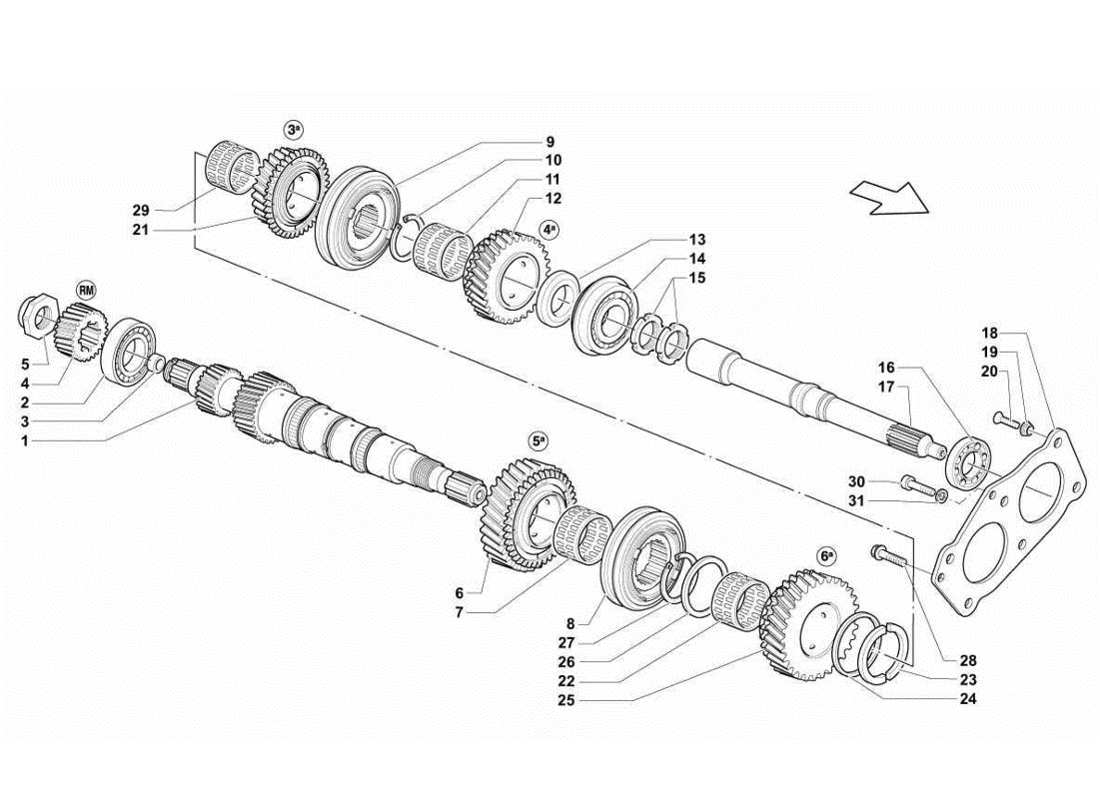 Lamborghini Gallardo LP560-4s update L'arbre principal Schéma des pièces