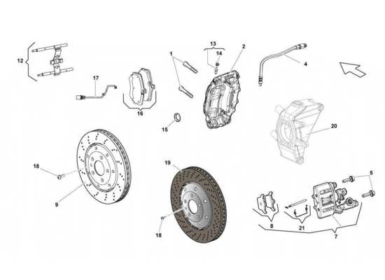 a part diagram from the Lamborghini Gallardo LP560-4s update parts catalogue