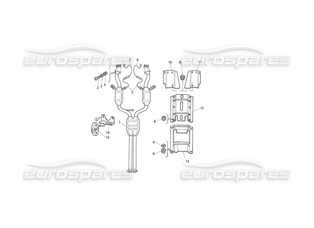 Maserati QTP V8 Evoluzione Système d'échappement avant Schéma des pièces