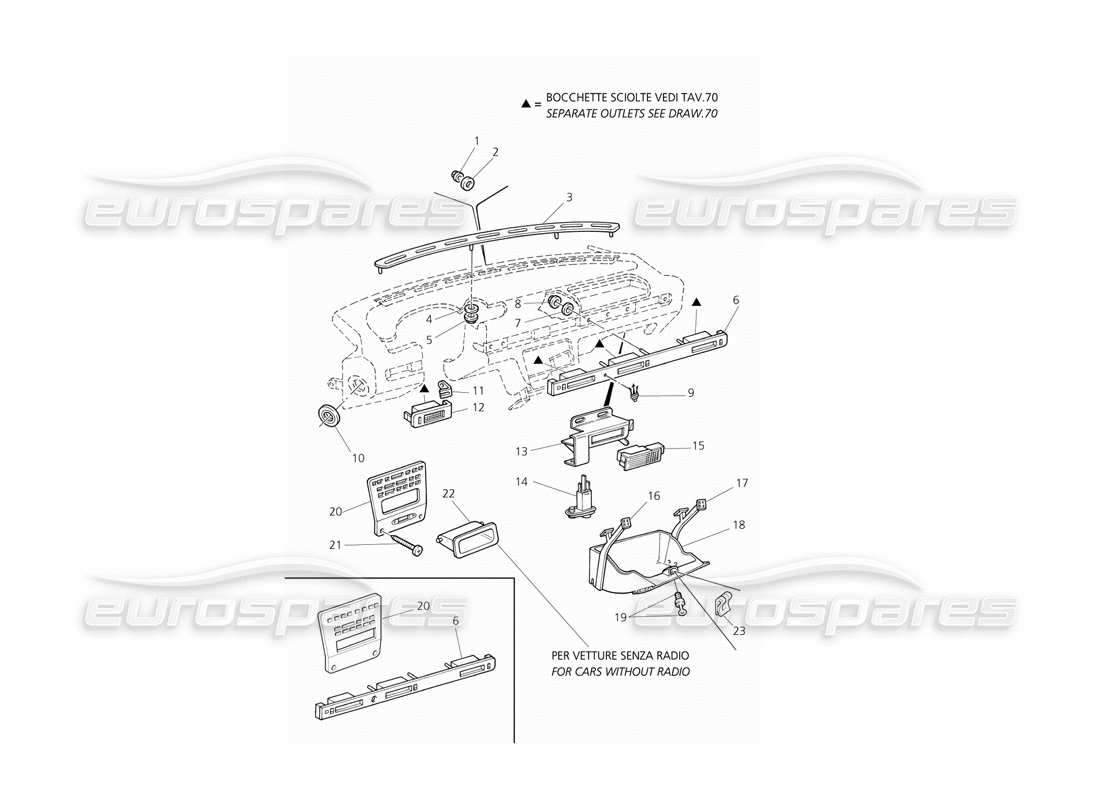 Maserati QTP V8 Evoluzione Tableau de bord : composants Schéma des pièces