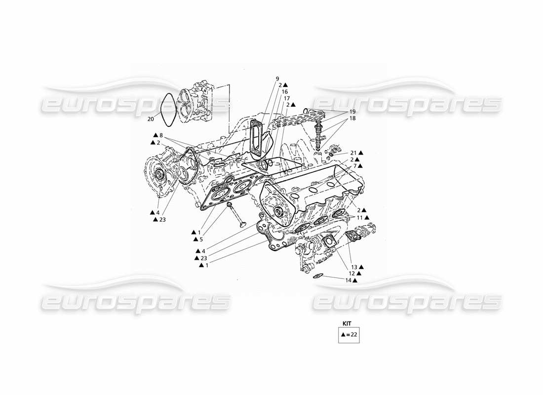 Maserati QTP V6 Evoluzione Joints et joints pour la révision des culasses Diagramme de pièce