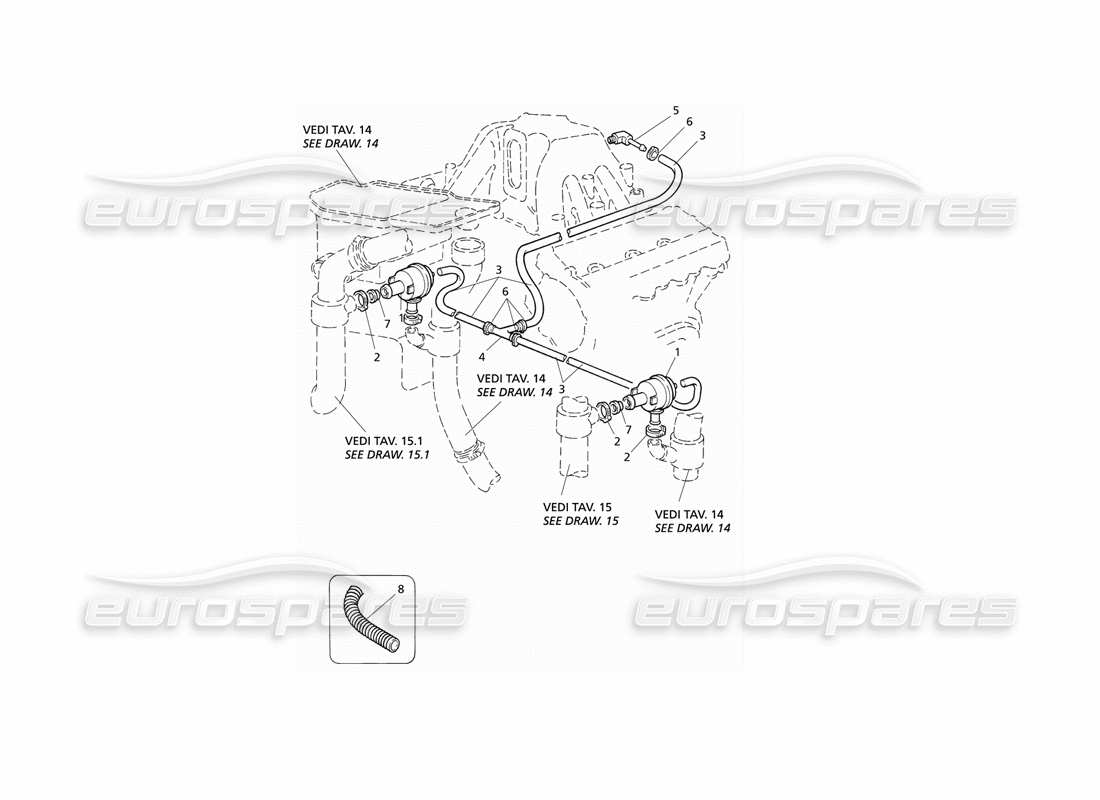 Maserati QTP V6 Evoluzione Système de valve pop-off Schéma des pièces