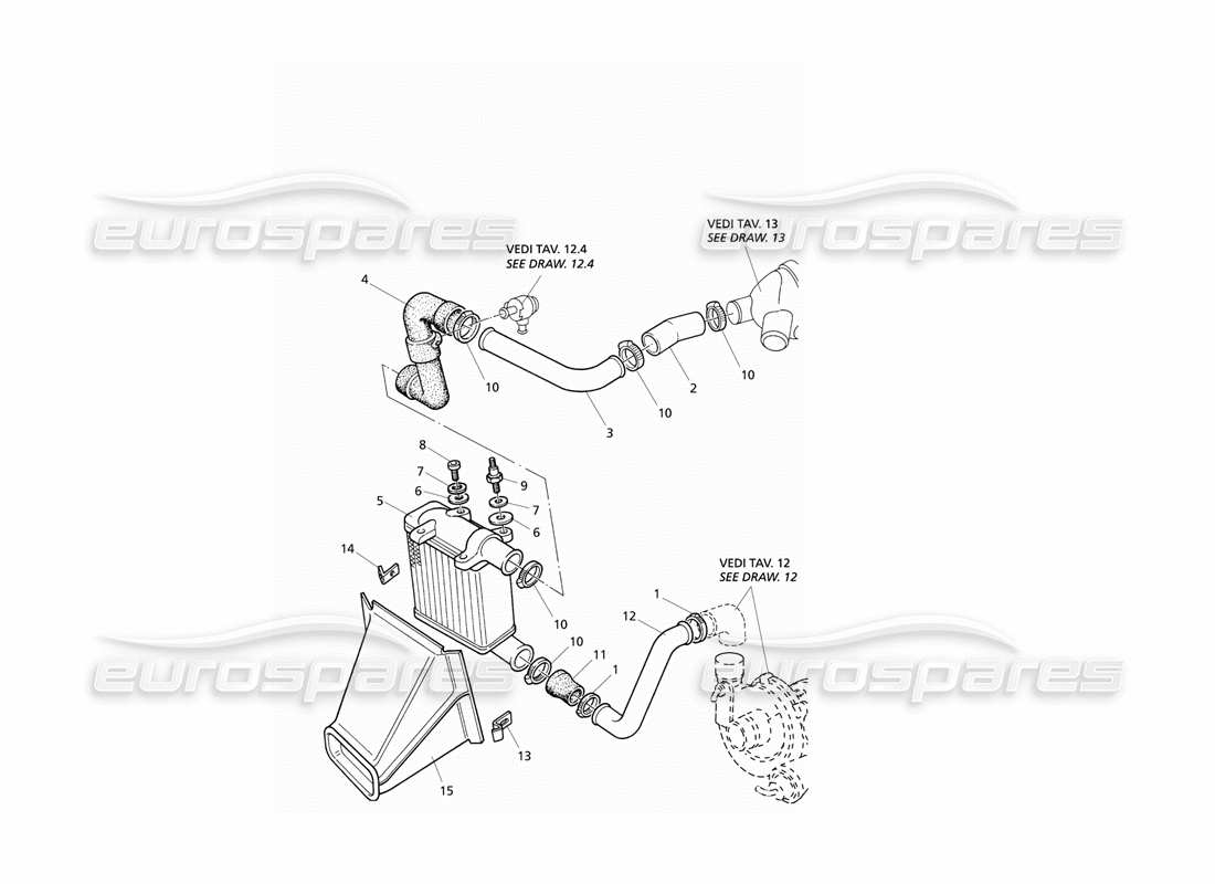 Maserati QTP V6 Evoluzione Schéma de la partie droite des tuyaux de l'échangeur de chaleur