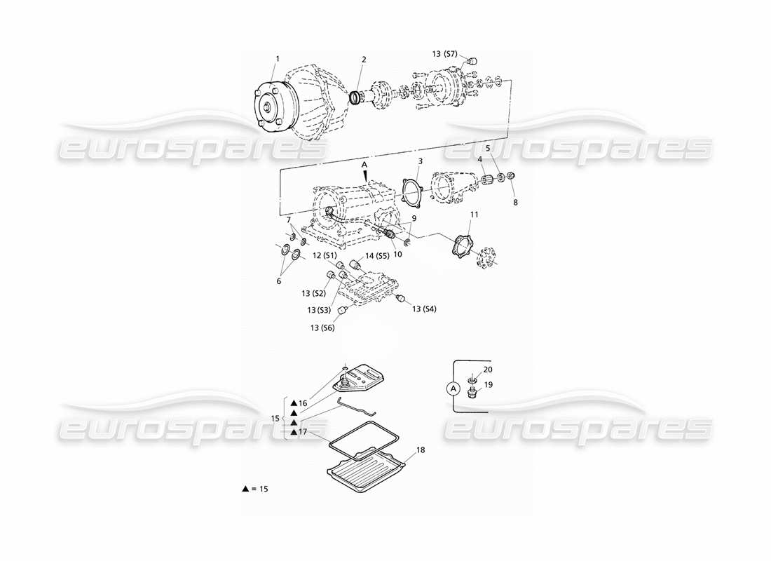 Maserati QTP V6 Evoluzione Pièces internes de transmission automatique Diagramme de pièce