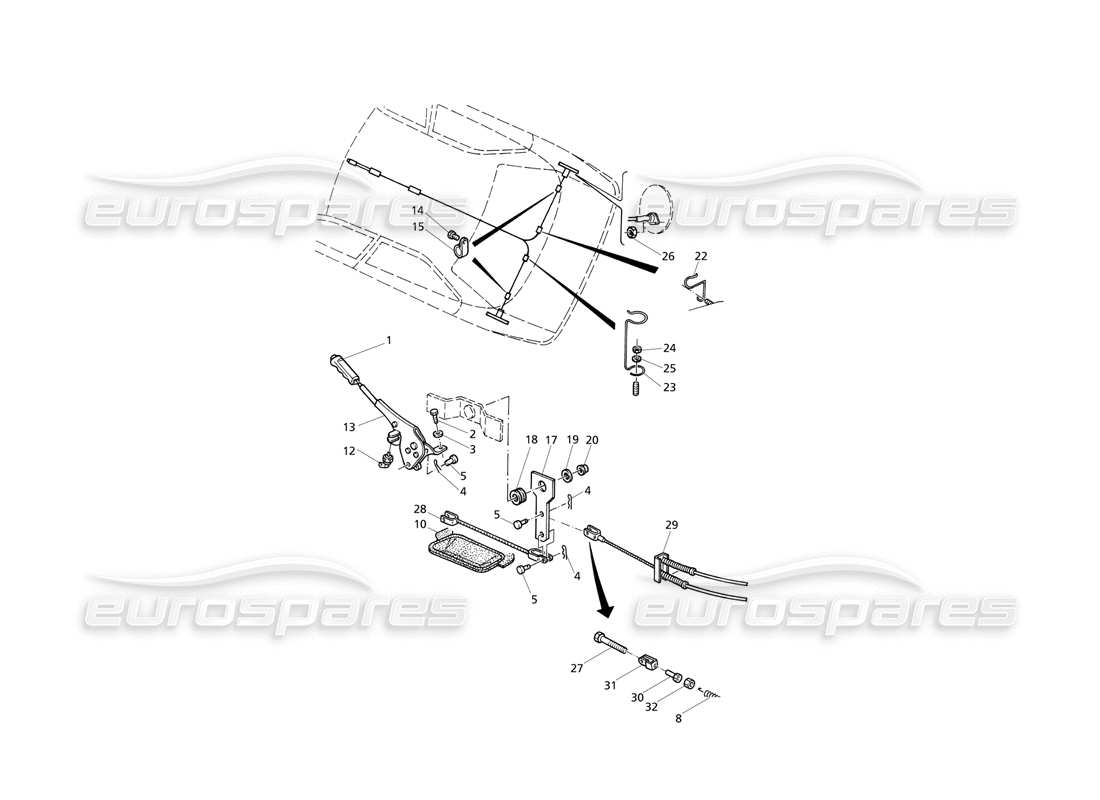 Maserati QTP V6 Evoluzione Commande du frein à main 2 Diagramme de pièce
