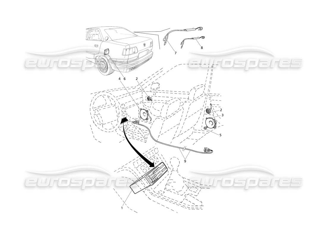Maserati QTP V6 Evoluzione Systèmes audio Schéma des pièces