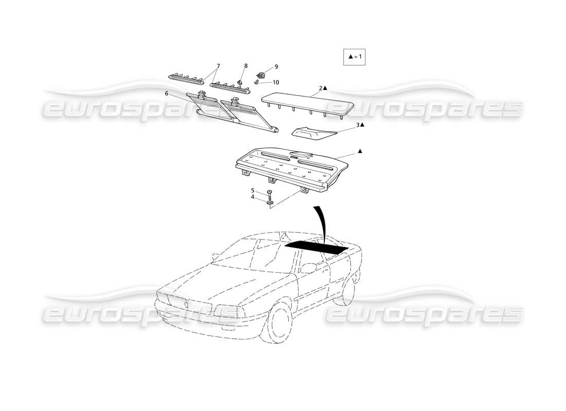 Maserati QTP V6 Evoluzione Garnitures intérieures : Tablette à colis, Stores Diagramme de pièce