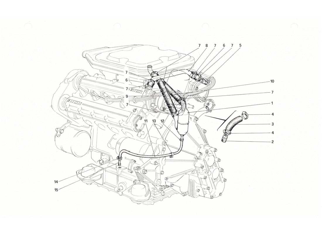 Ferrari 208 GTB GTS Système Blow-By Diagramme de pièce