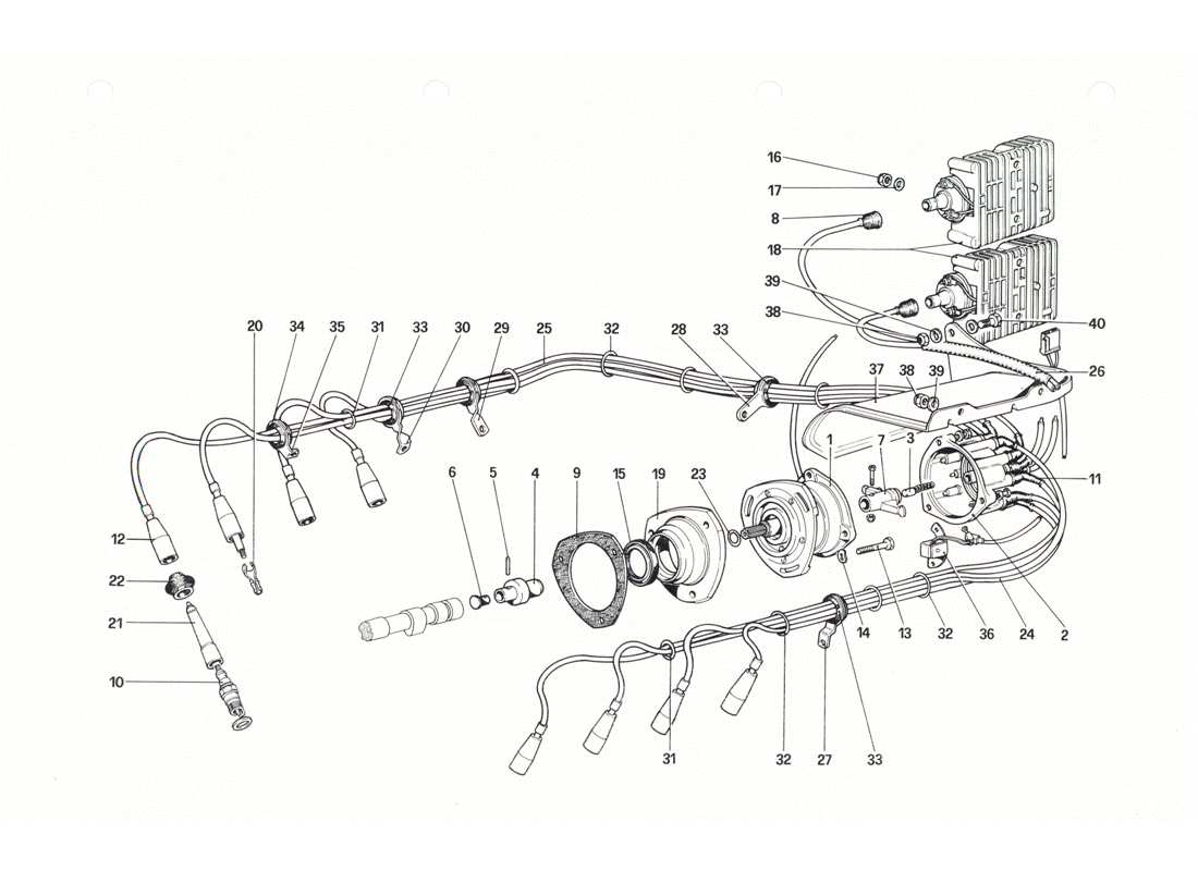 Ferrari 208 GTB GTS Allumage du moteur Diagramme de pièce