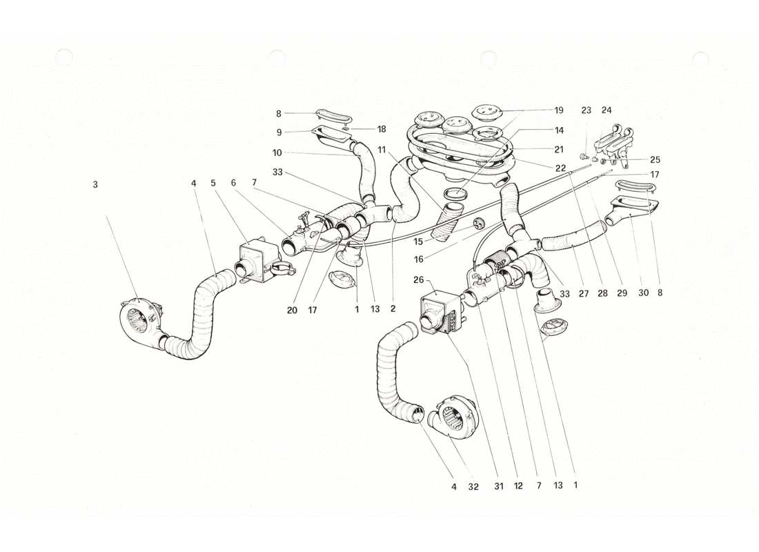 Ferrari 208 GTB GTS Système de chauffage Diagramme de pièce