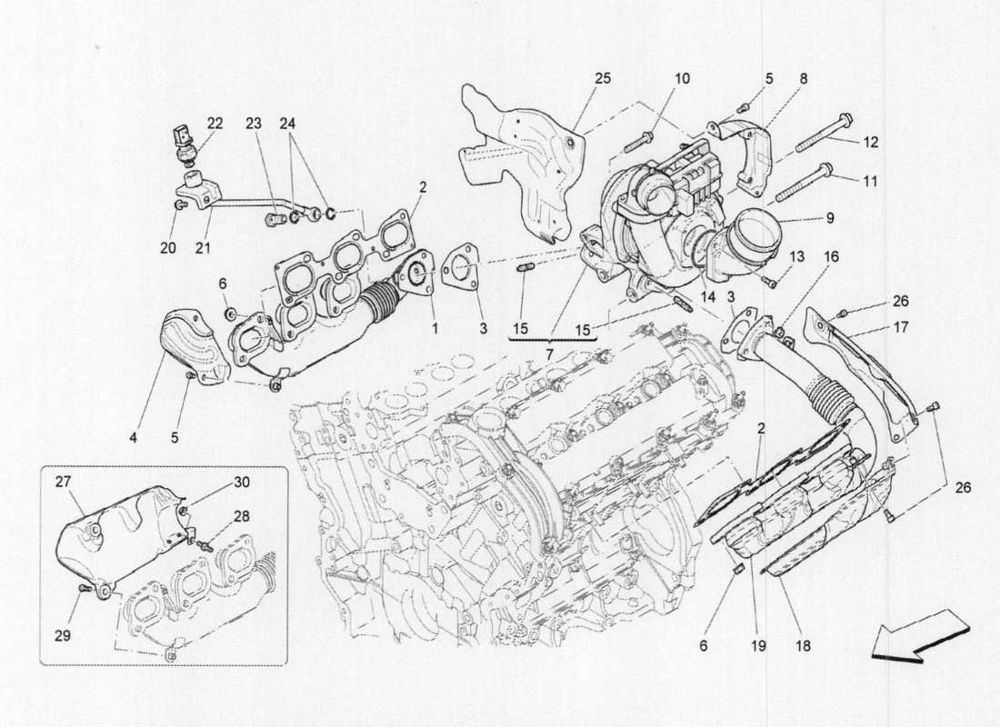 Maserati QTP. V6 3.0 TDS 275bhp 2017 système de suralimentation : équipements Diagramme de pièce