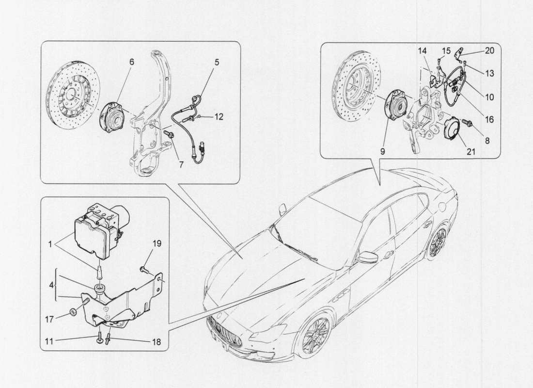 Maserati QTP. V6 3.0 TDS 275bhp 2017 Système de contrôle du freinage Schéma des pièces