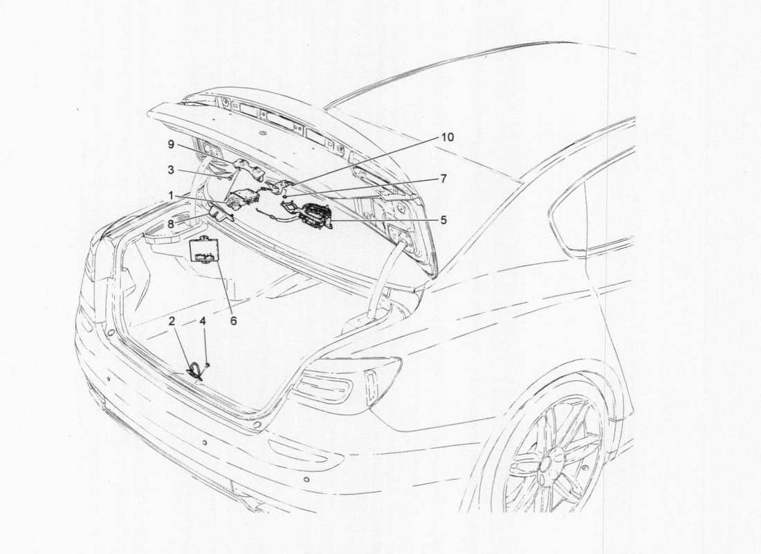 Maserati QTP. V6 3.0 TDS 275bhp 2017 commande d'ouverture du capot arrière Schéma des pièces