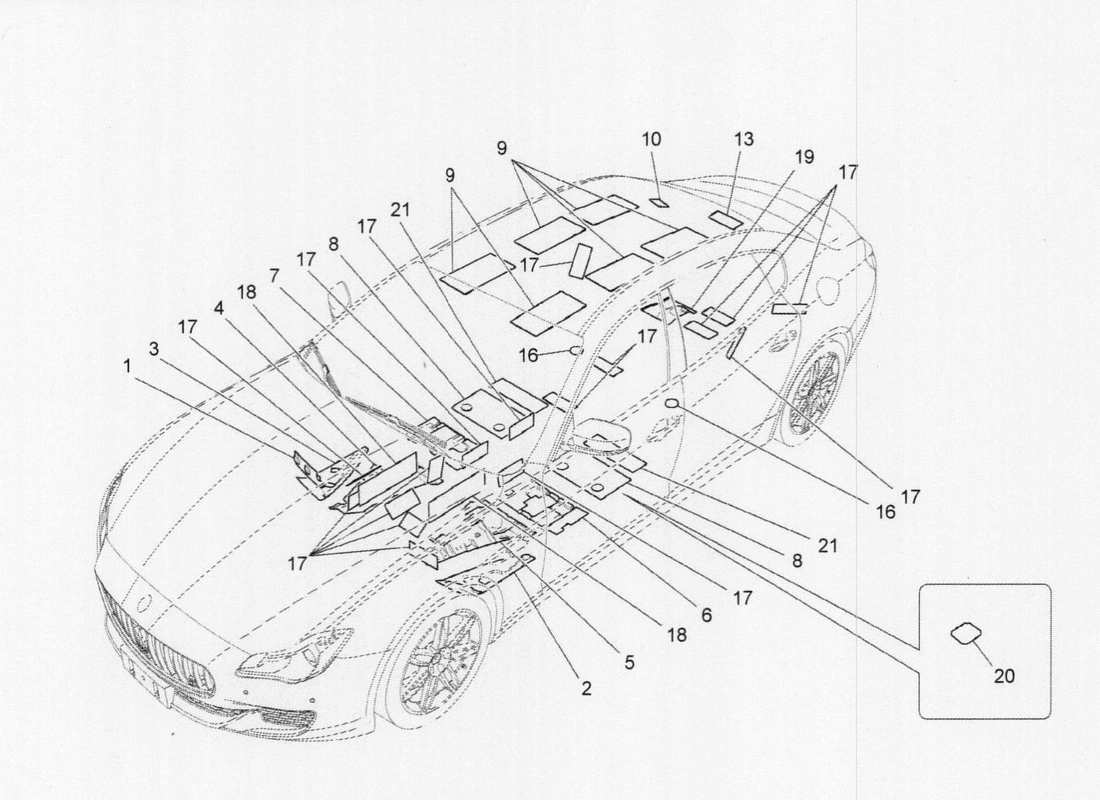 Maserati QTP. V6 3.0 TDS 275bhp 2017 INSONORISATION Schéma des pièces