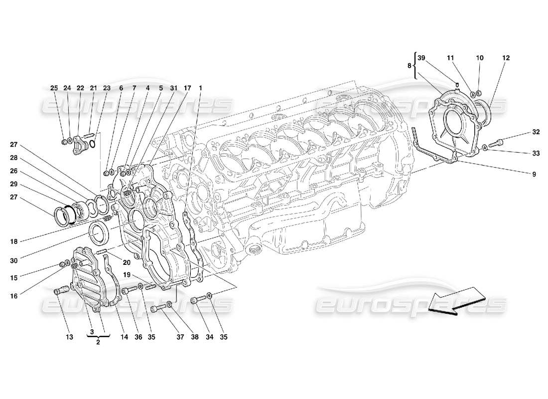 Ferrari 550 Maranello Carter moteur - Couvercles Diagramme de pièce