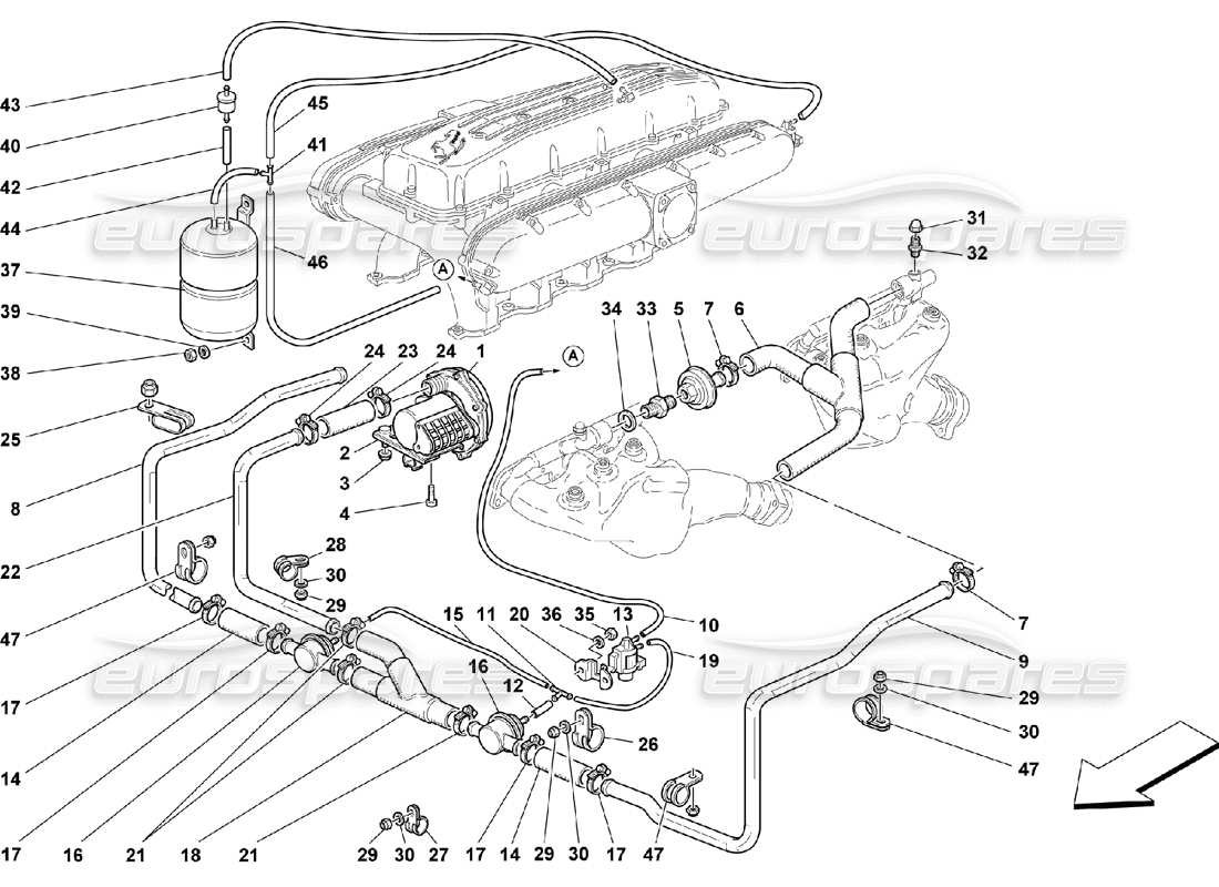 Ferrari 550 Maranello POMPE À AIR SECONDAIRE Schéma des pièces