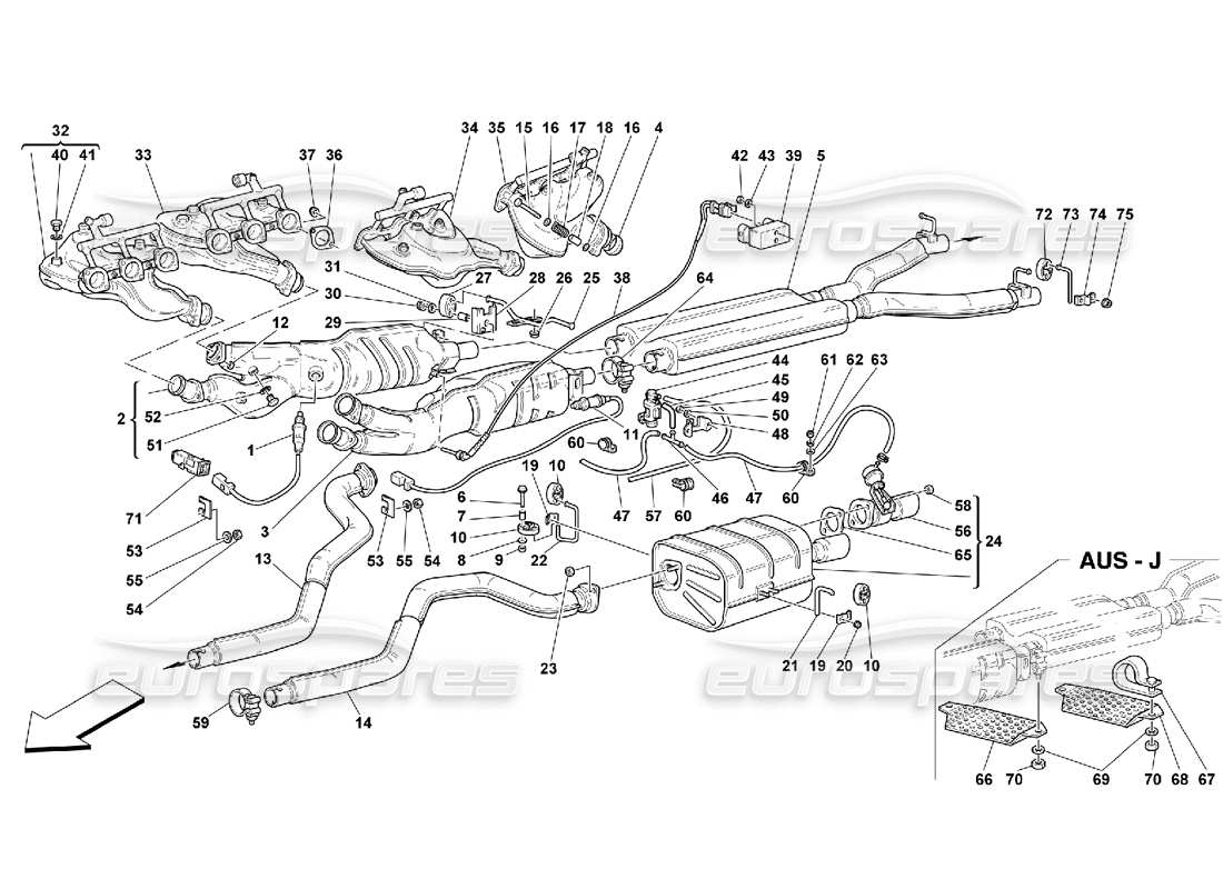 Ferrari 550 Maranello Système d'échappement Diagramme de pièce