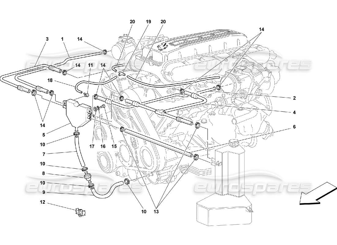 Ferrari 550 Maranello Système Blow-By Diagramme de pièce