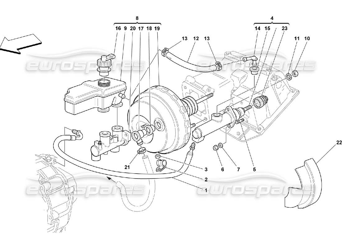 Ferrari 550 Maranello Système hydraulique de frein et d'embrayage Diagramme de pièce