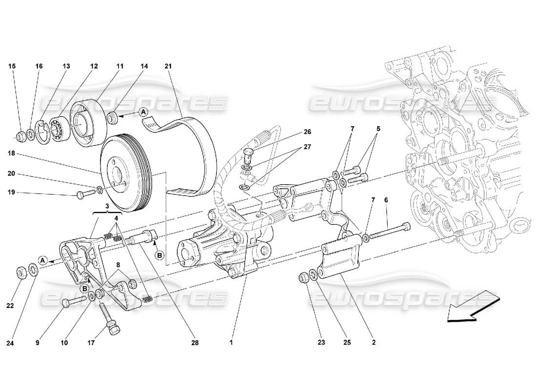 Ferrari 550 Maranello Pompes de direction hydrauliques Diagramme de pièce