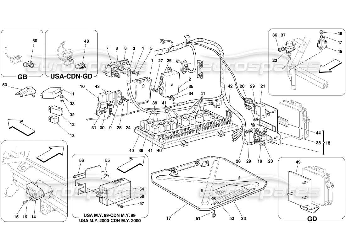 Ferrari 550 Maranello Tableaux électriques Diagramme de pièce