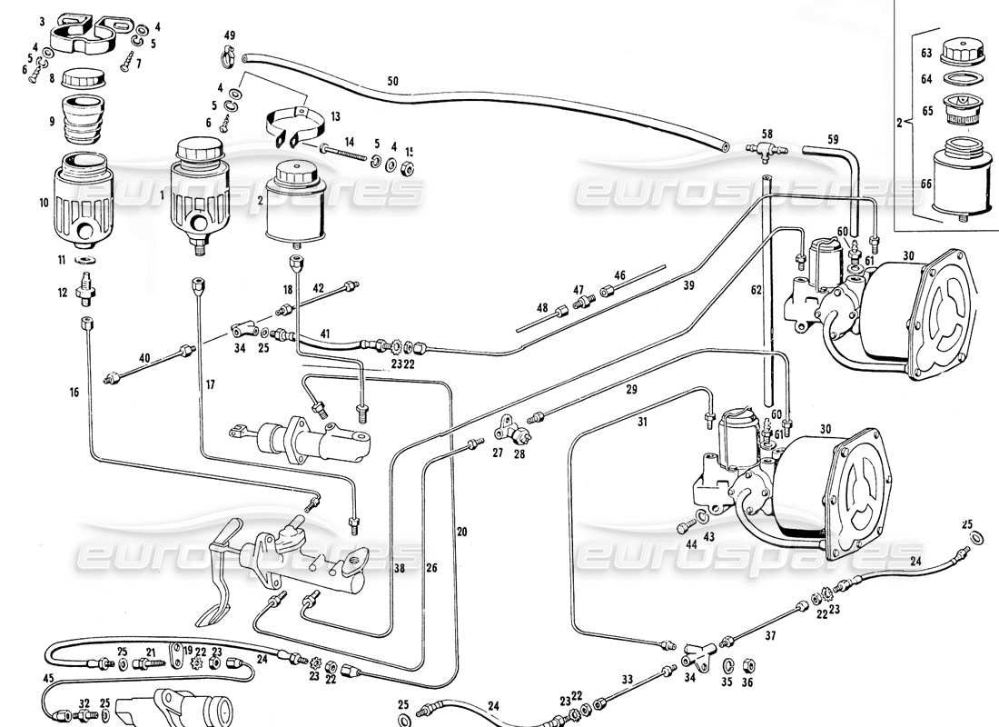 Maserati Mistral 3.7 Contrôle des freins Schéma des pièces