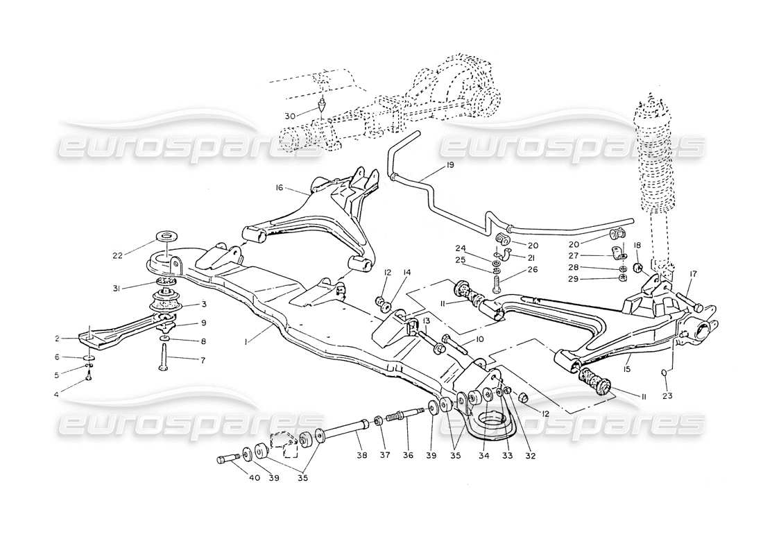 Maserati Ghibli 2.8 (sans ABS) Bras de suspension arrière Schéma des pièces