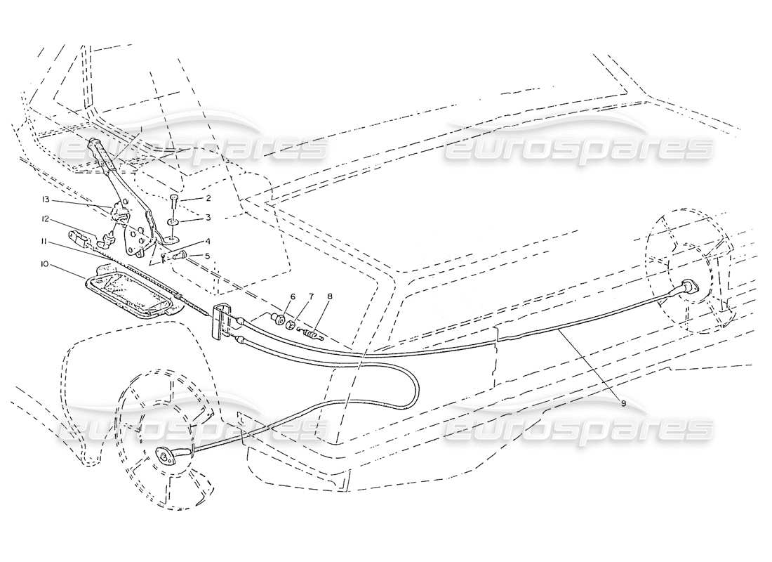 Maserati Ghibli 2.8 (sans ABS) Commande de frein à main Schéma des pièces