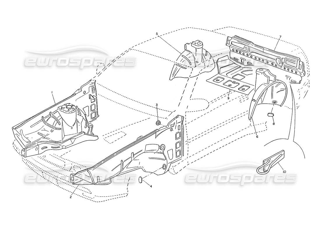 Maserati Ghibli 2.8 (sans ABS) Carrosserie - Cadre interne Schéma des pièces