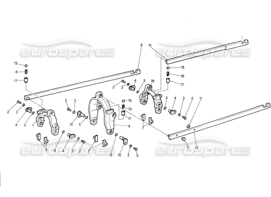 Maserati Biturbo Spider Transmission - Commandes intérieures Diagramme de pièce
