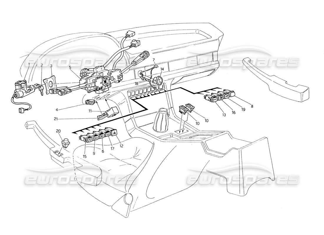 Maserati Biturbo Spider Commutateurs et direction Diagramme de pièce