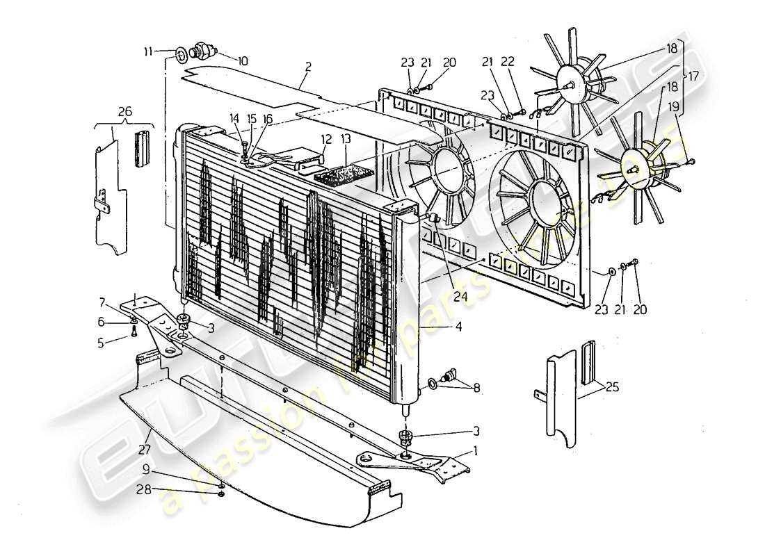 Maserati 418 / 4.24v / 430 Radiateurs et ventilateurs de refroidissement Diagramme de pièce