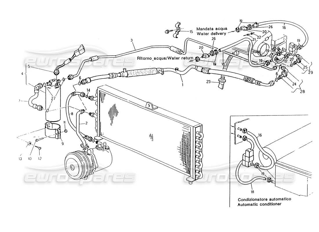 Maserati 418 / 4.24v / 430 Système de climatisation, direction droite Diagramme de pièce