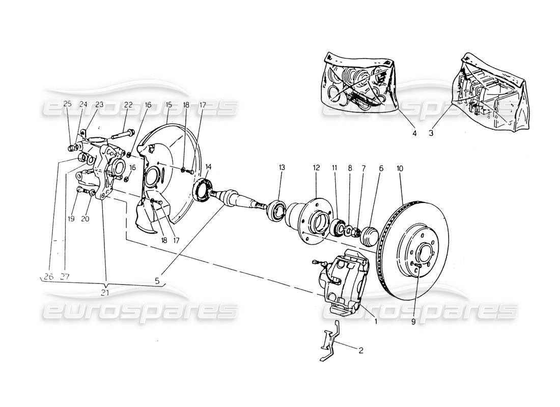 Maserati 418 / 4.24v / 430 Moyeux et freins avant Diagramme de pièce