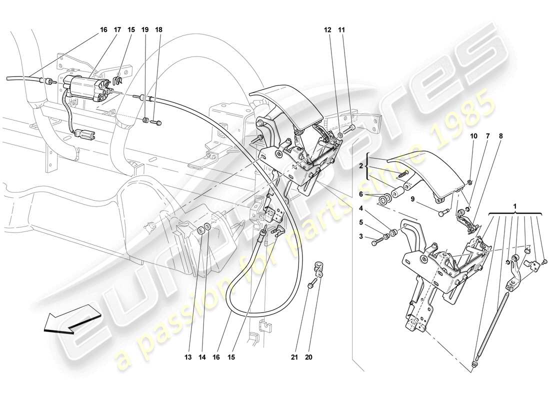 Ferrari F430 Scuderia Spider 16M (à droite) COMMANDE DE TOIT ET VOLET Schéma des pièces