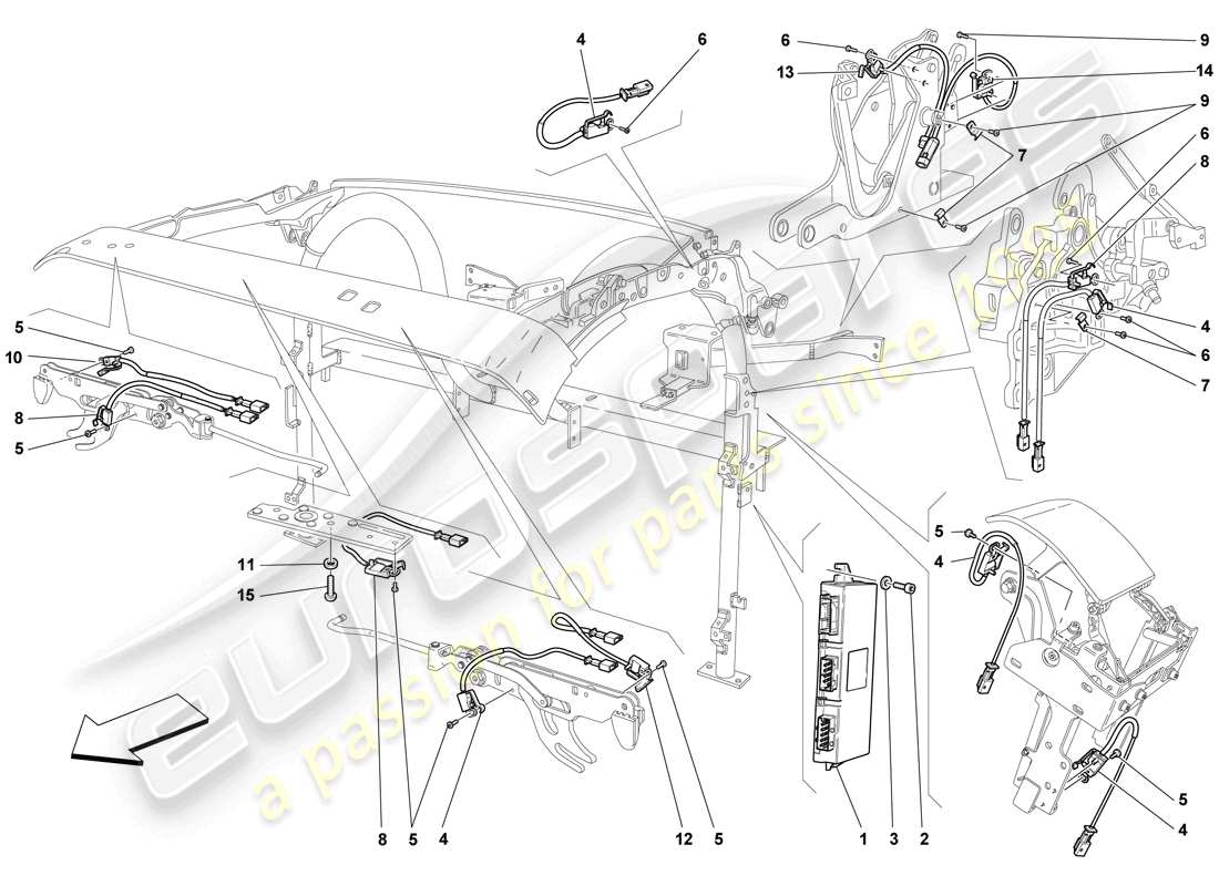 Ferrari F430 Scuderia Spider 16M (à droite) MICROCOMMUTATEUR DE TOIT ET ECU Schéma des pièces
