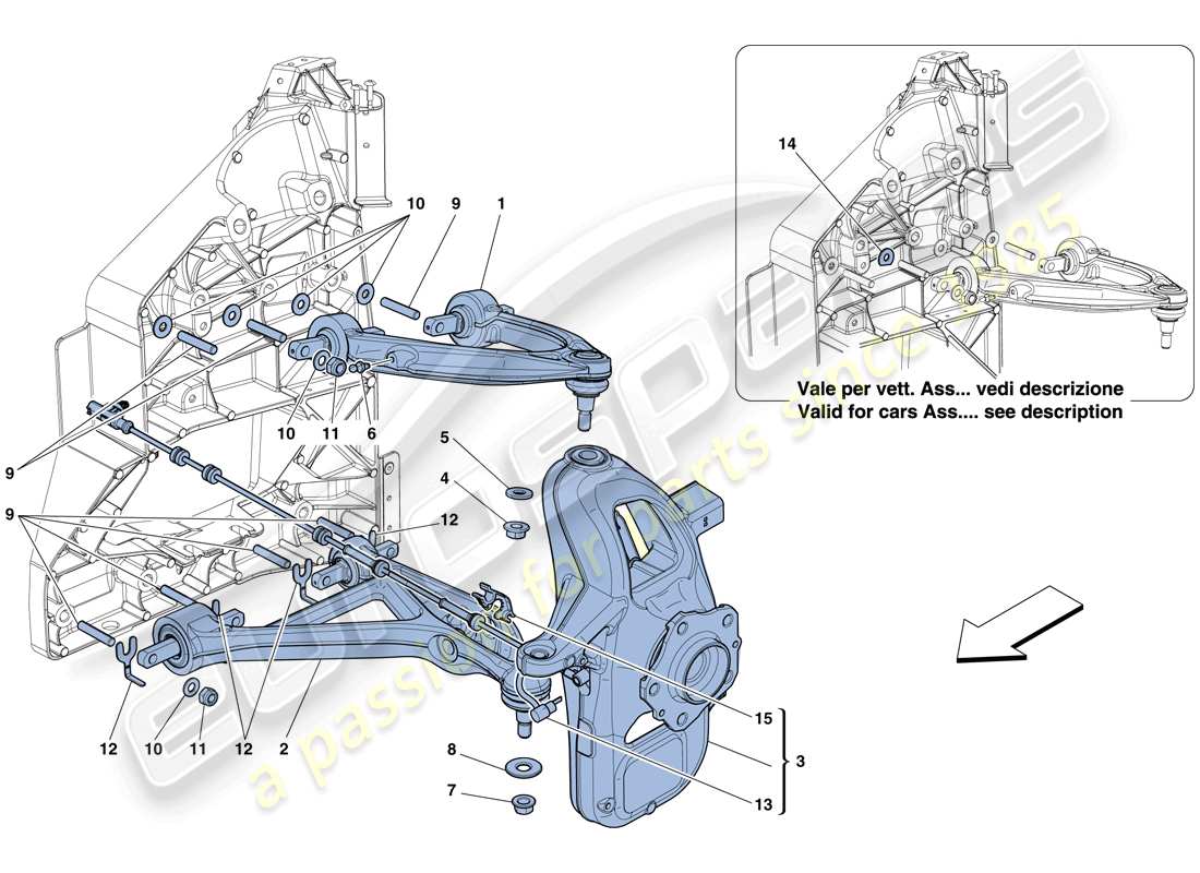 Ferrari 458 Italie (Europe) SUSPENSION AVANT - BRAS Schéma des pièces