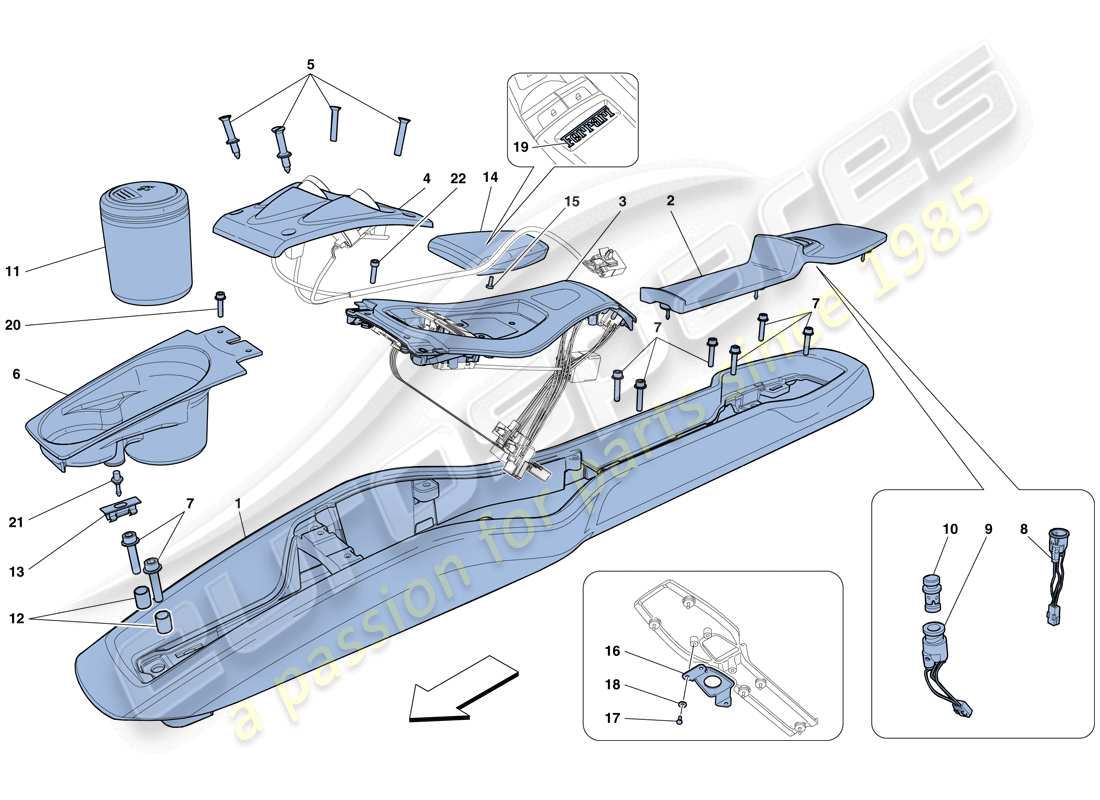 Ferrari 458 Italie (RHD) TUNNEL - SOUS-STRUCTURE ET ACCESSOIRES Schéma des pièces