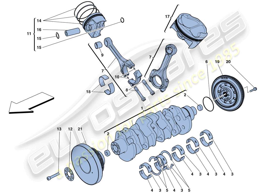 Ferrari 488 Spider (États-Unis) Vilebrequin - Bielles et Pistons Schéma des pièces