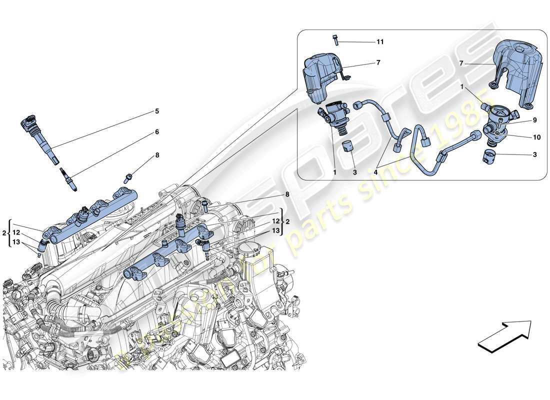 Ferrari GTC4 Lusso T (EUROPE) INJECTION - SYSTÈME D'ALLUMAGE Schéma des pièces