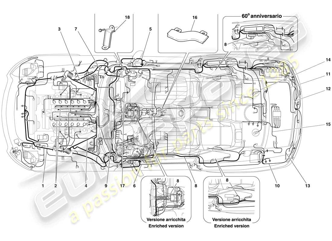 Ferrari 612 Sessanta (Europe) Système électrique Schéma des pièces