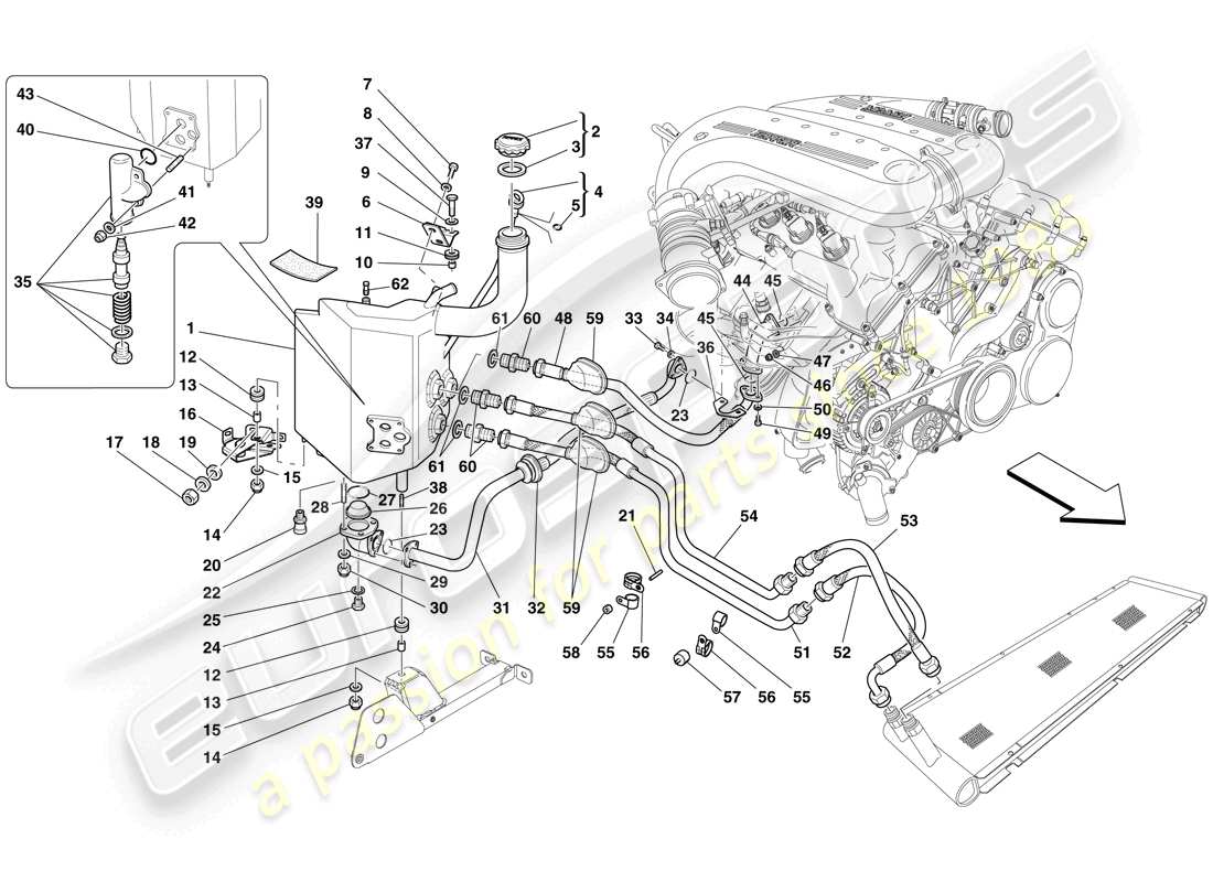 Ferrari 599 SA Aperta (États-Unis) SYSTÈME DE LUBRIFICATION - RÉSERVOIR Schéma des pièces