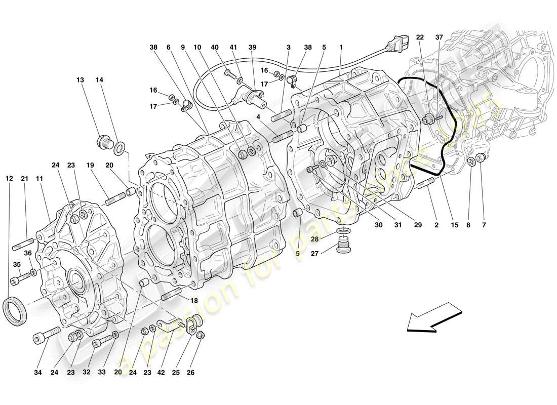 Ferrari 599 SA Aperta (États-Unis) CARTER DE BOITE DE VITESSES Schéma des pièces