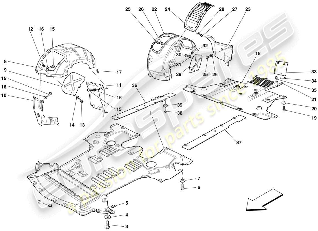 Ferrari 599 SA Aperta (États-Unis) SOUS-TRAVAIL PLAT ET TOILETTES Schéma des pièces
