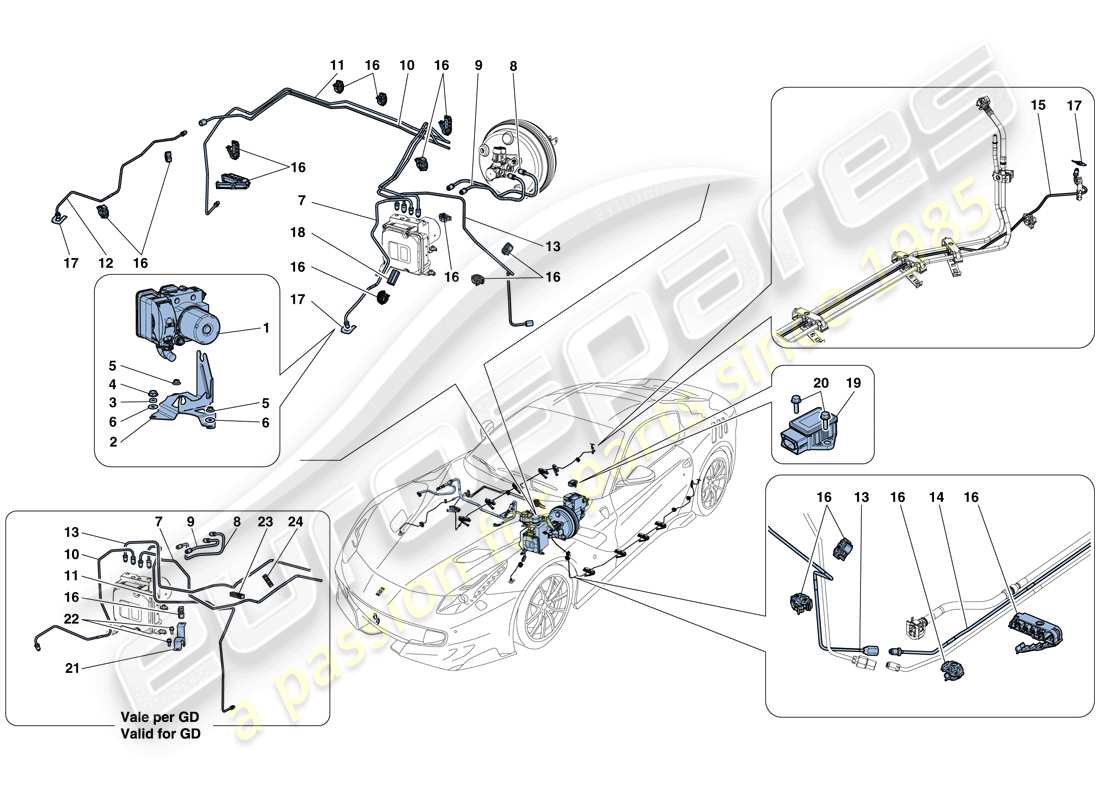 Ferrari F12 TDF (Europe) Système de freinage Schéma des pièces