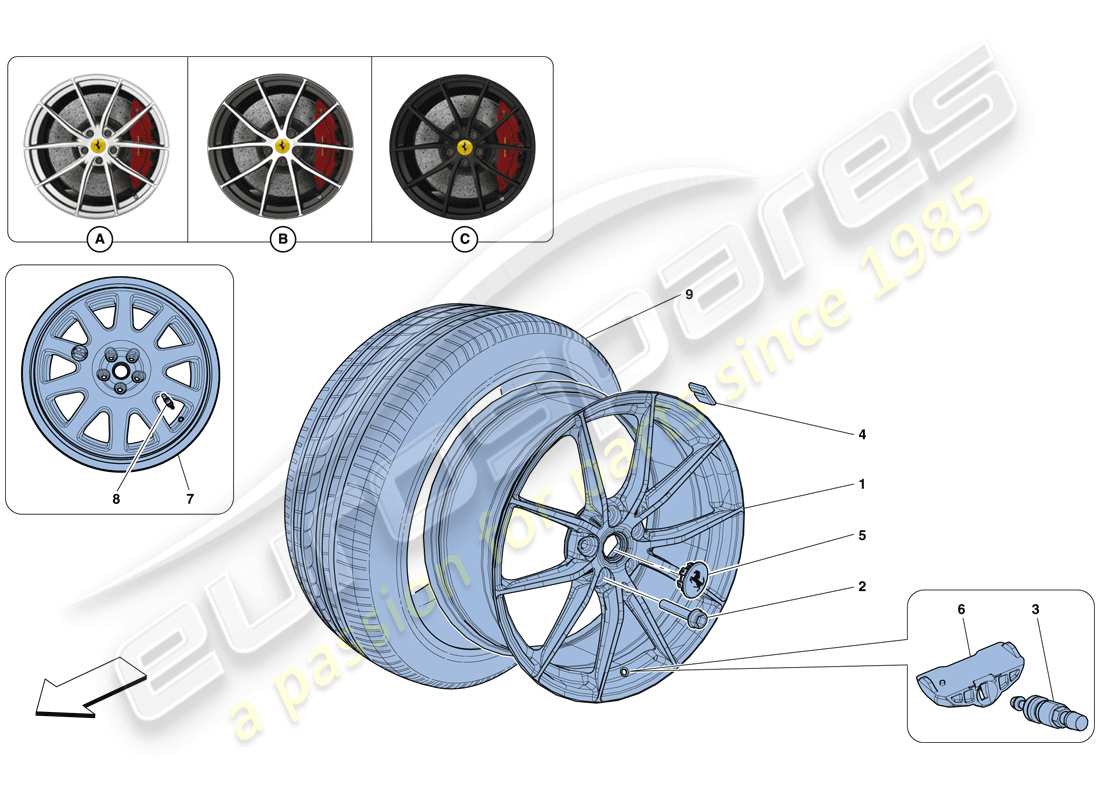 Ferrari F12 TDF (États-Unis) roues Schéma des pièces