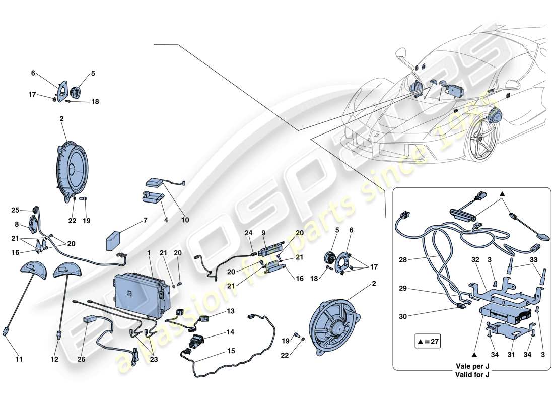 Ferrari LaFerrari Aperta (États-Unis) AUDIO - SYSTÈME D'INFODIVERTISSEMENT Schéma des pièces