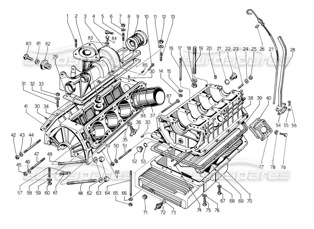 Lamborghini Jalpa 3.5 (1984) Carter Diagramme de pièce